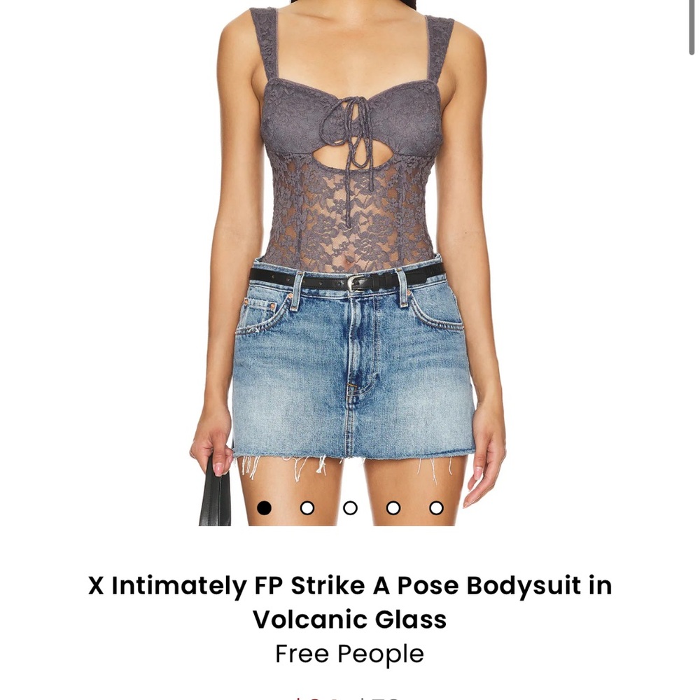 Free People Gray Lace Bodysuit